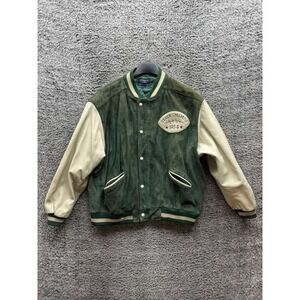 Vintage Gap Best Basics State Champs 1954 Suede Varsity Jacket Green Mens Size L